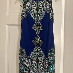 INC International Concepts Royal Blue Paisley-Print Mini Dress